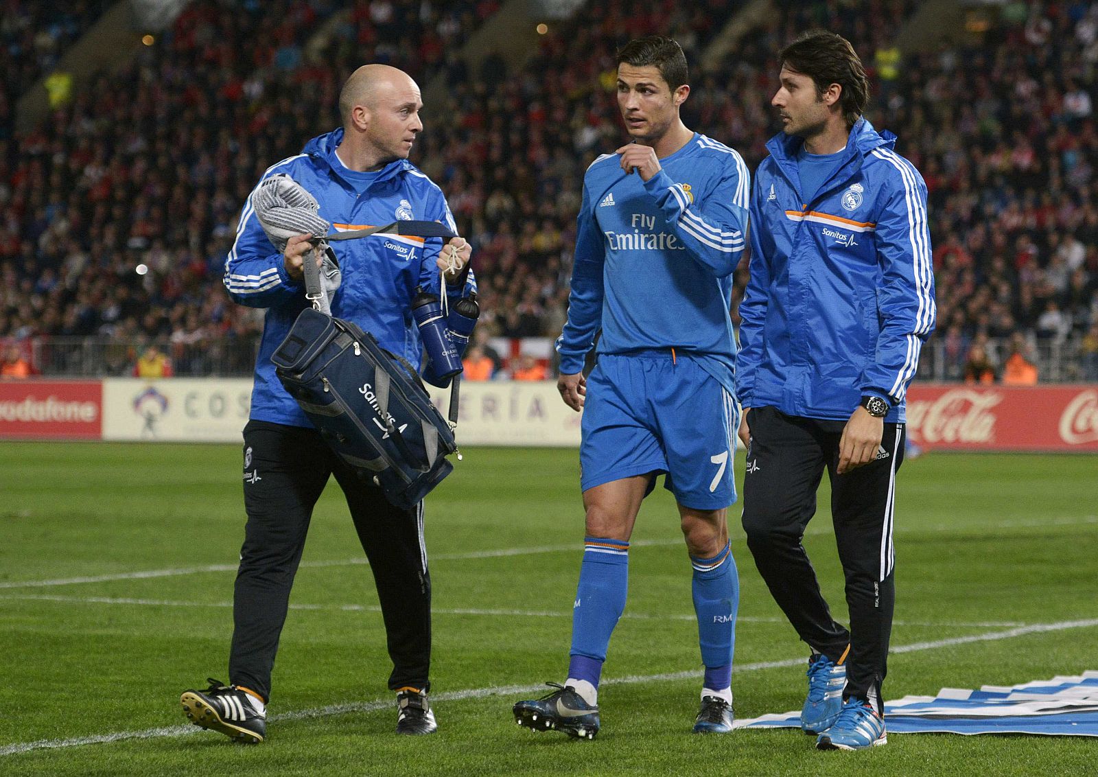 Real Madrid's Ronaldo walks off the field after being replaced during their Spanish First Division soccer match against Almeria in Almeria