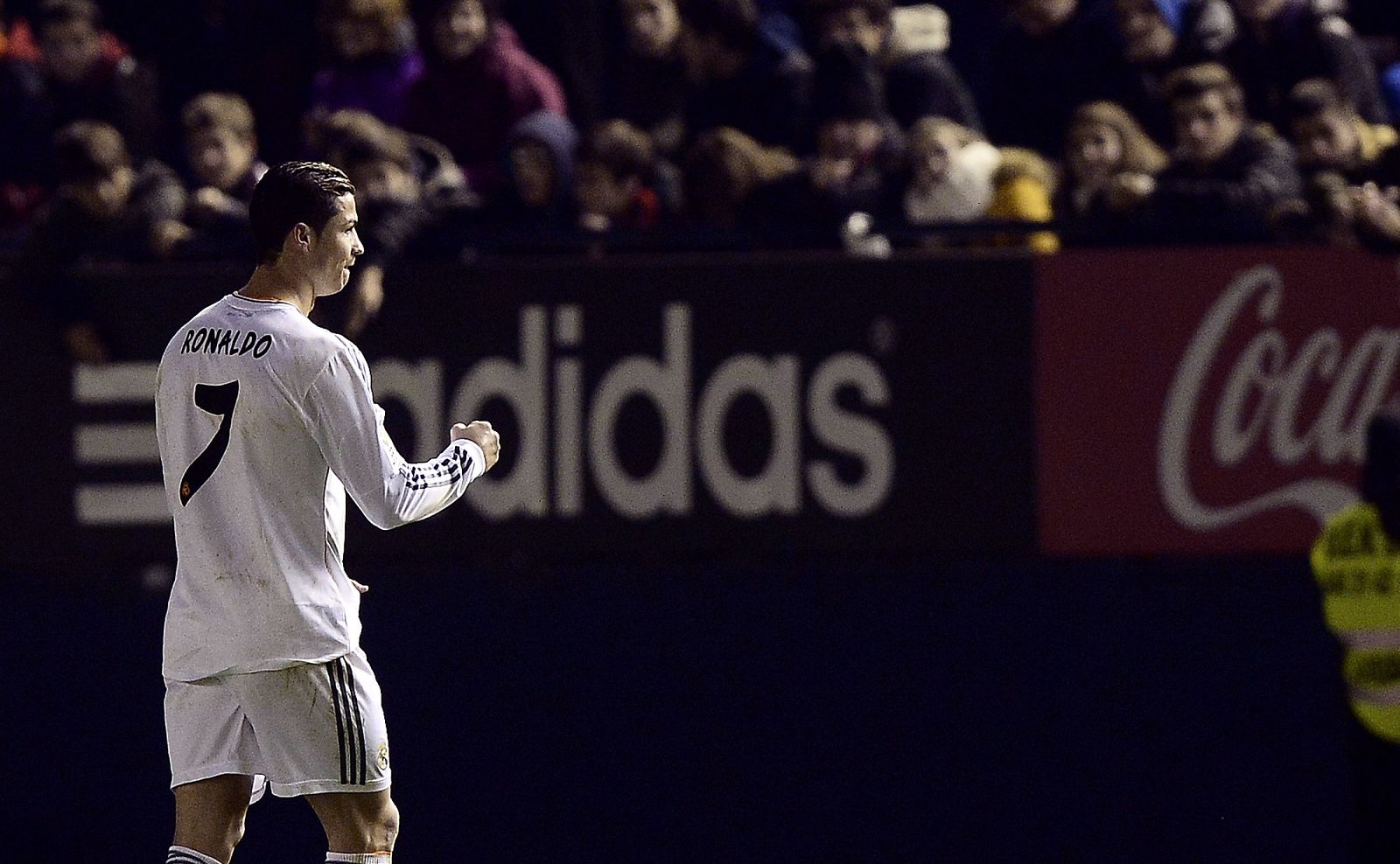 Real Madrid's Ronaldo celebrates a goal against Osasuna during their Spanish King's Cup match in Pamplona