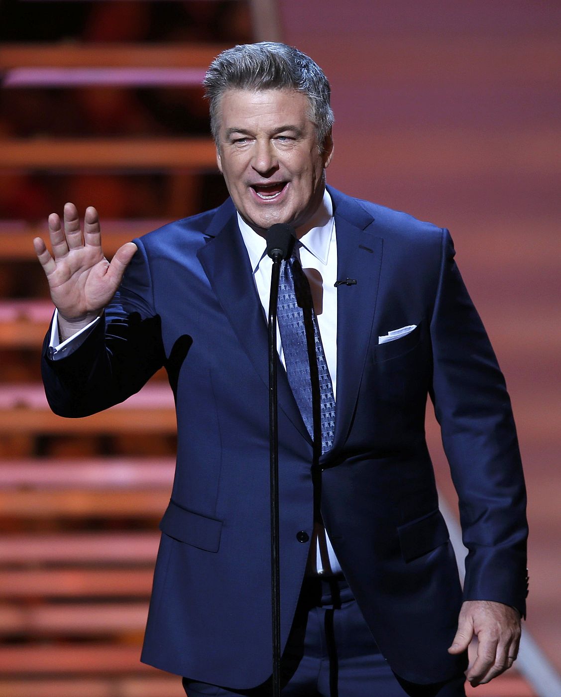 Host Alec Baldwin speaks during the NFL Honors award show in New York