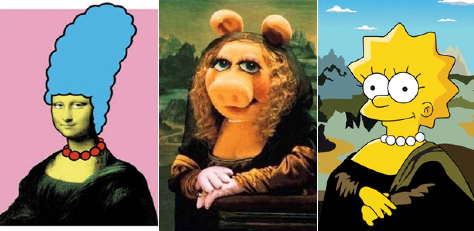 Versiones de la 'Mona Lisa' (de Leonardo Da Vinci), de Los Simpson y Los Teleñecos