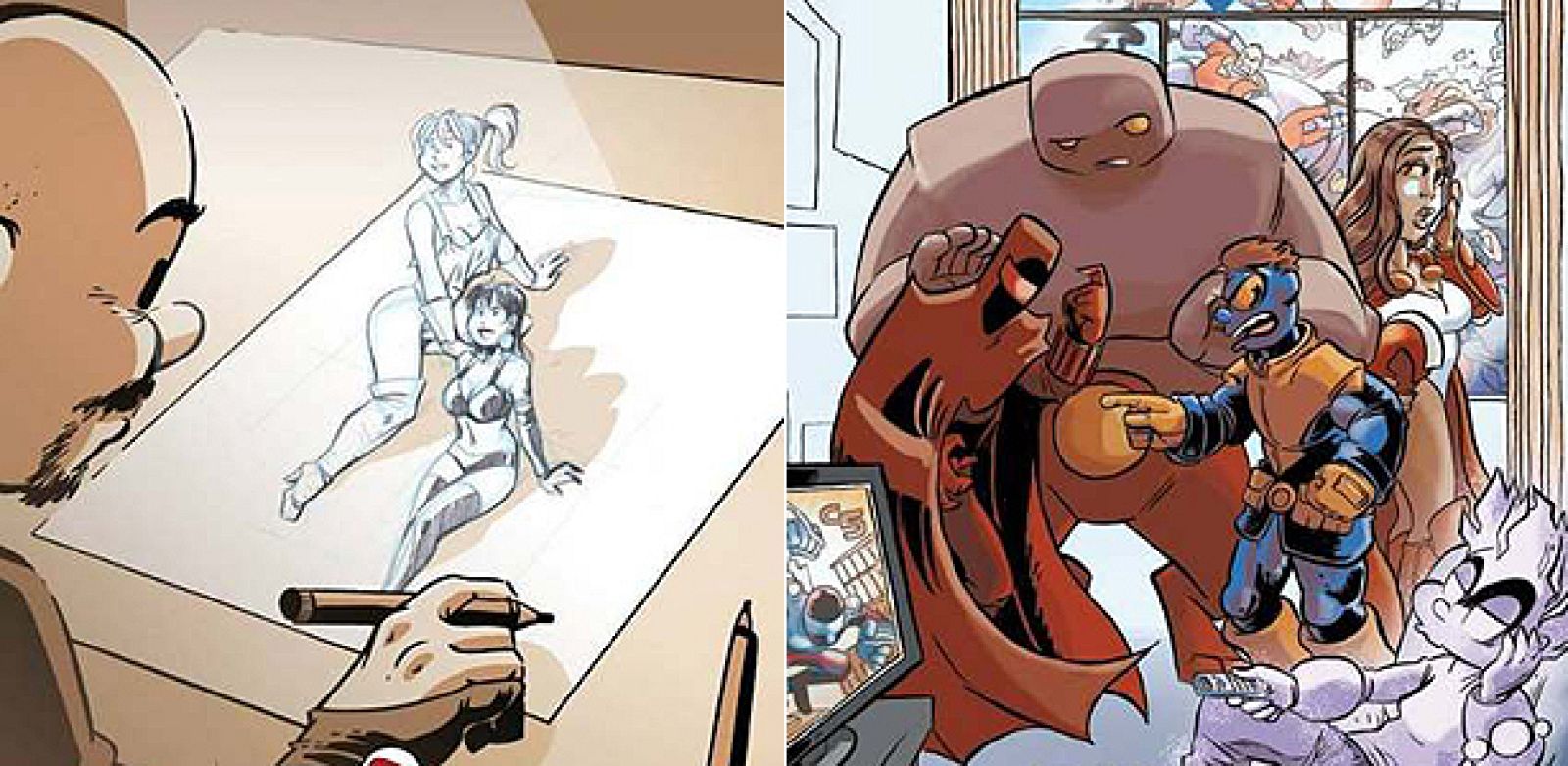 Fragmentos de las portadas de '#haciendotebeos' y 'Los Otros Superhéroes'