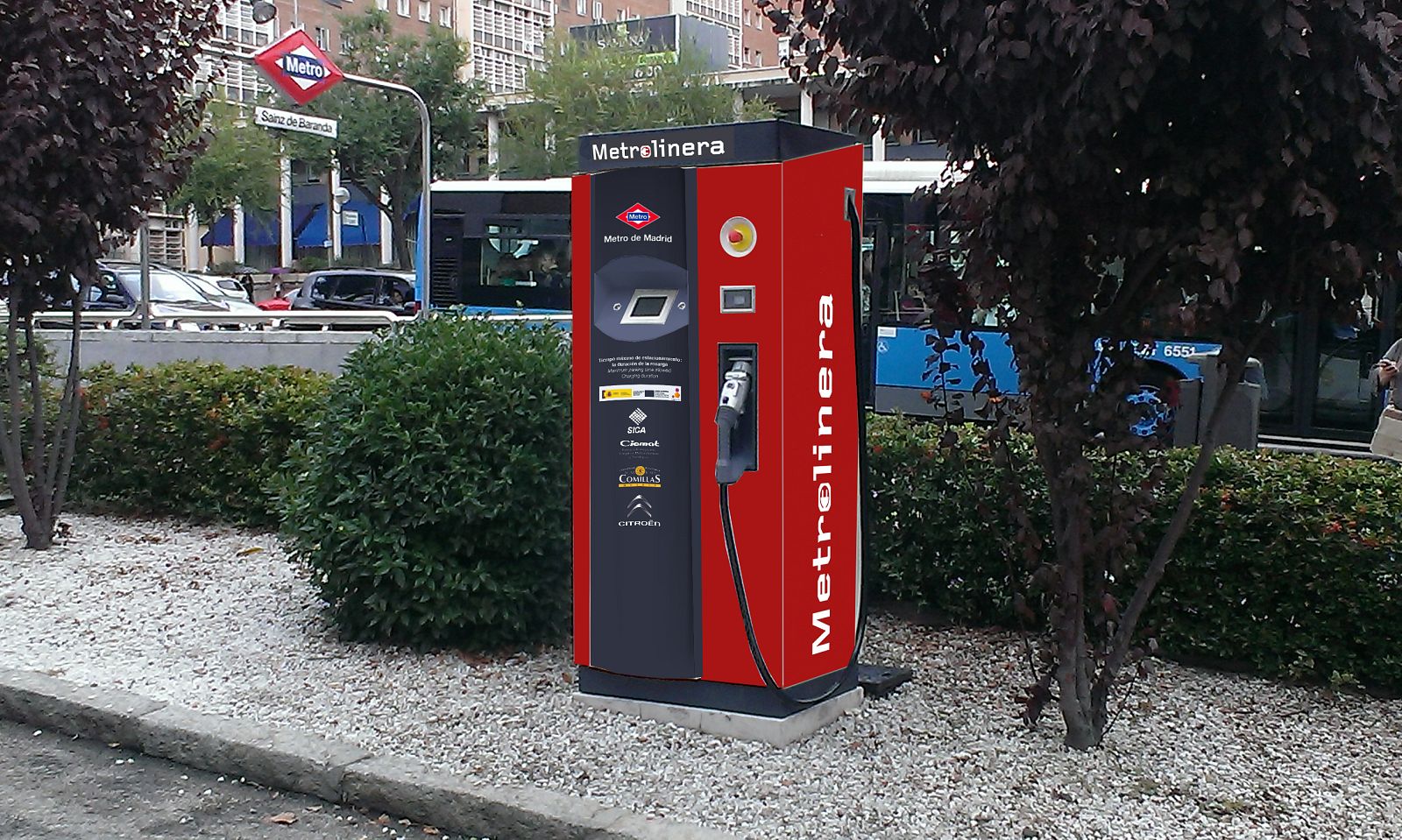 La 'Metrolinera' que suministra energía procedente del metro para cargar coches eléctricos.