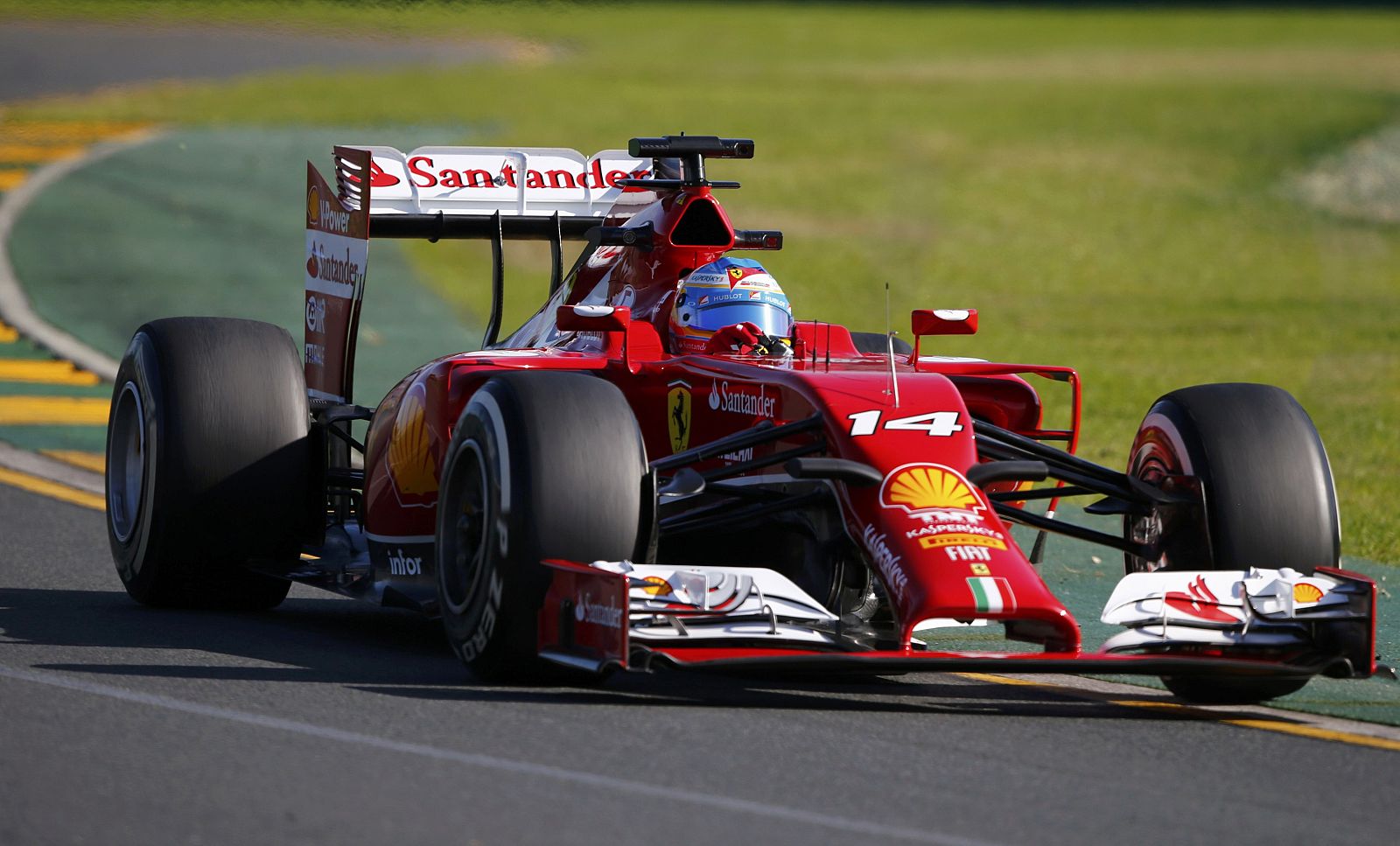 Ferrari Formula One driver Alonso of Spain drives during the second practice session of the Australian F1 Grand Prix in Melbourne