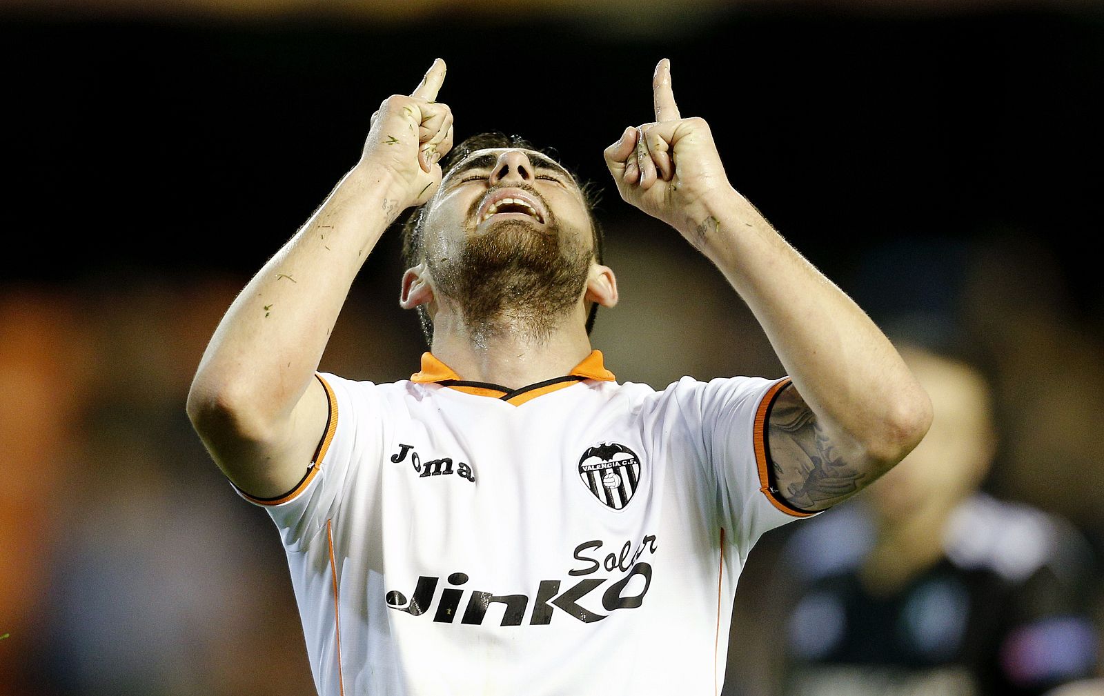 Paco Alcácer celebra el gol de la victoria ante el Ludogorets.