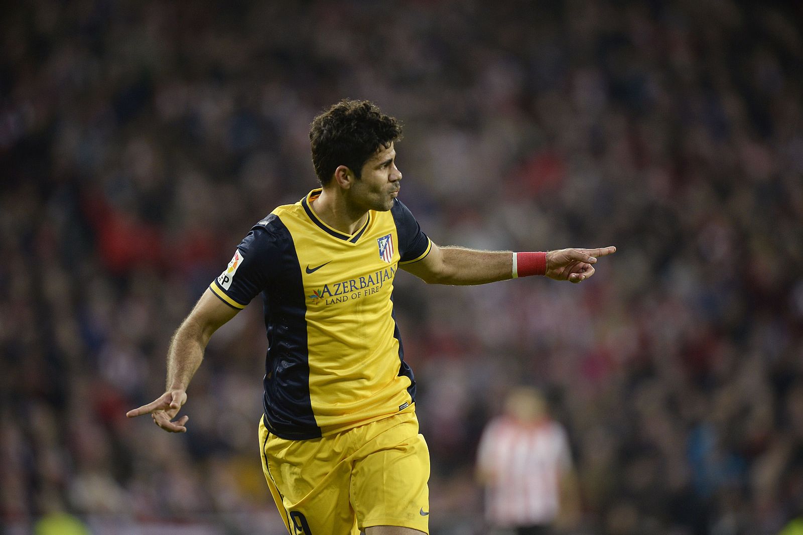 Atletico Madrid's Diego da Silva Costa celebrates a goal against Athletic Bilbao during their Spanish first division soccer match at San Mames stadium in Bilbao
