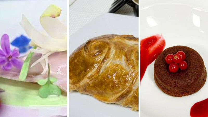 Huevo Gorrotxategui, solomillo Wellington y pastel de chocolate  al vino tinto on crema inglesa 