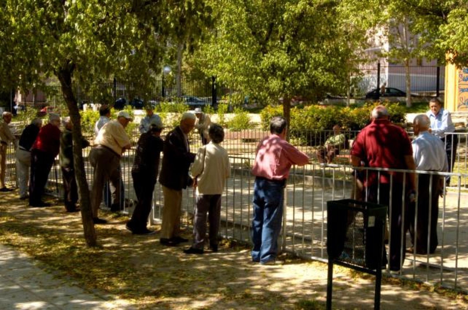 Ancianos reunidos en un parque