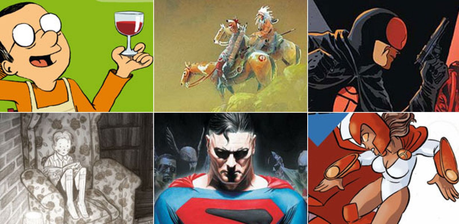 Imágenes de 'A comer y a beber. Con las manos en la masa', 'Pwnee', The Black Beetle', 'Espíritu maligno', Kingdom Come' y 'Los otros superhéroes'