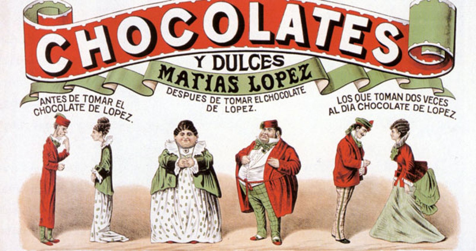 Cartel de Chocolates de Matías López, de Ortego (1871), recogido en 'El cartel en España' (Editorial Cátedra).