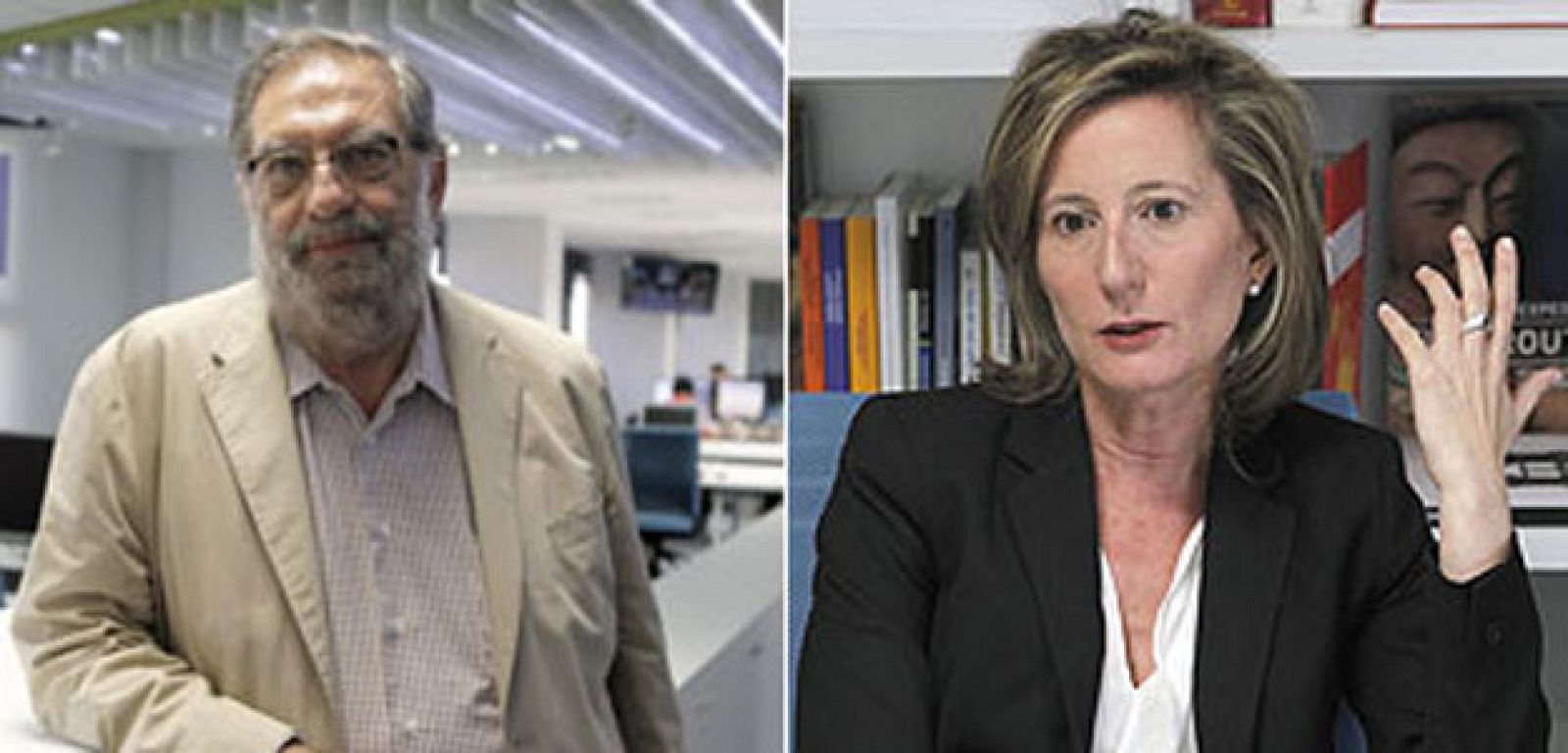 El presidente saliente Enrique González Macho y la productora Piluca Baquero.