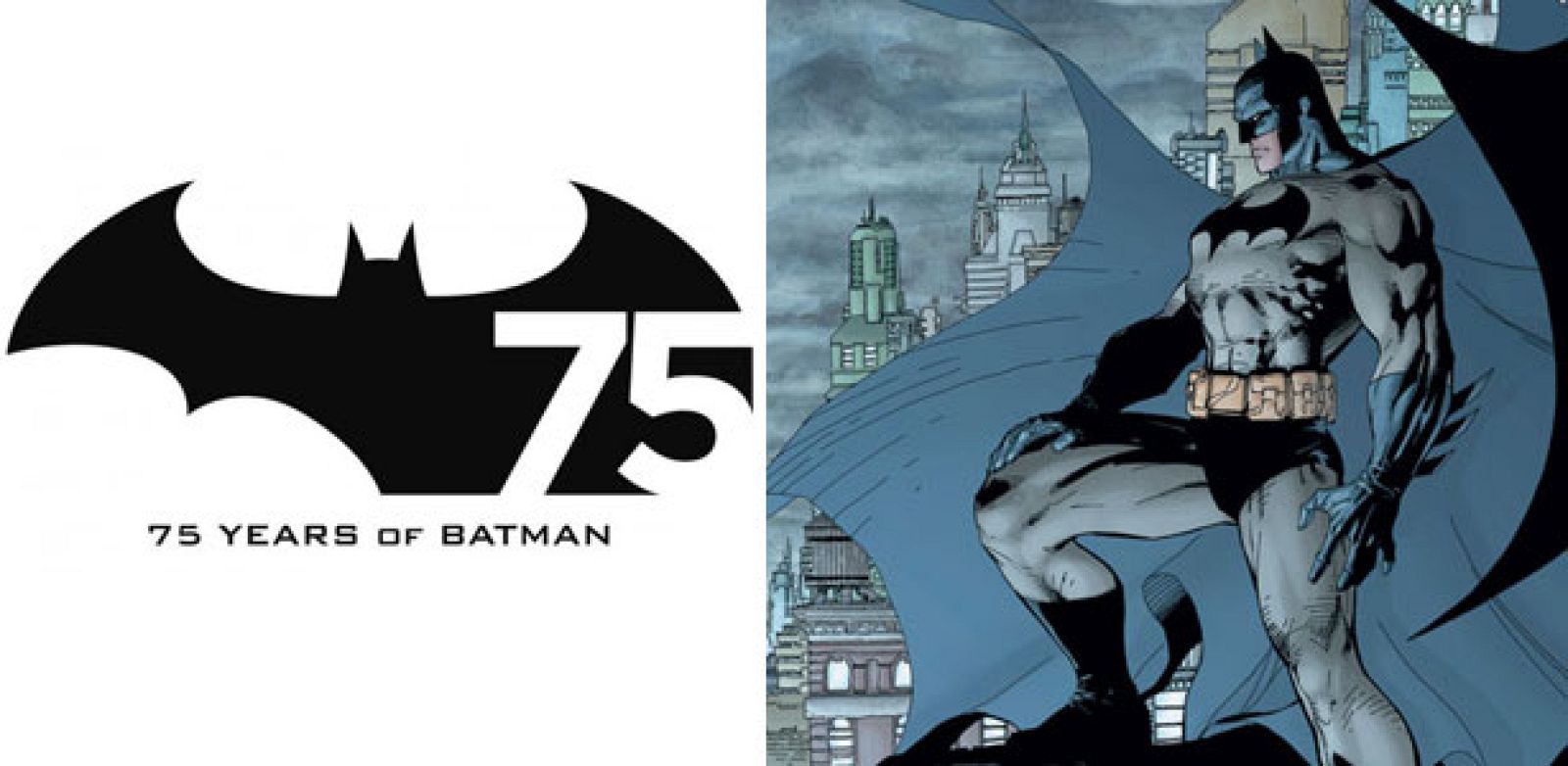 El logotipo del 75 aniversario de Batman y el personaje visto por Jim Lee