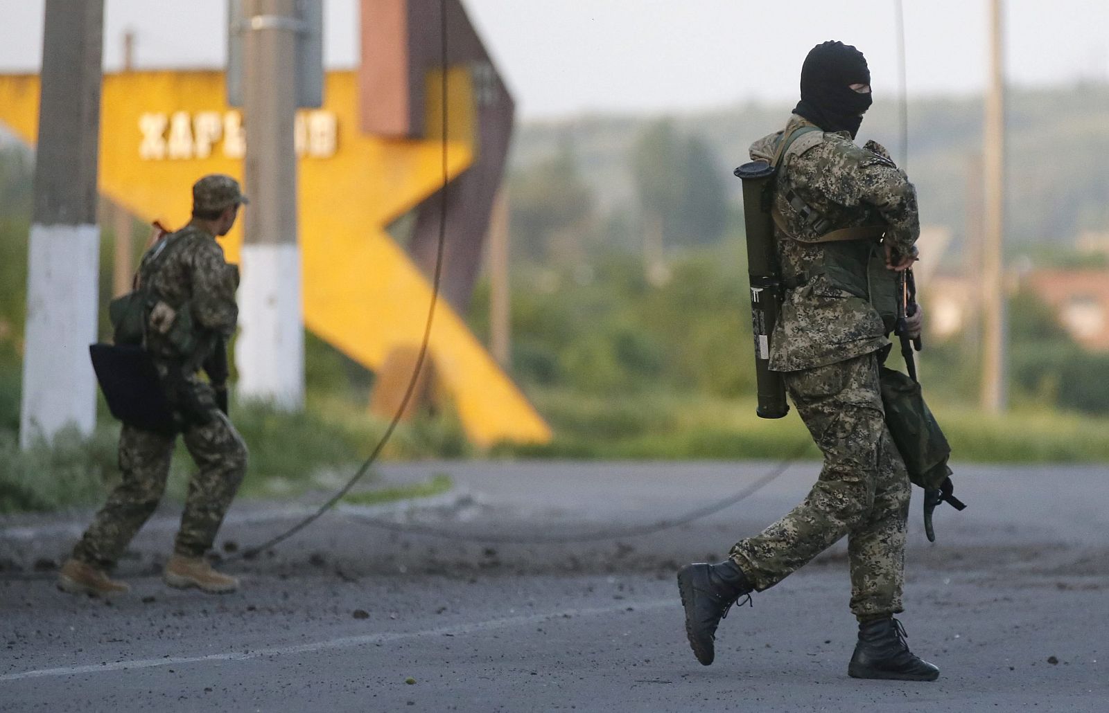 Activistas prorrusos en los combates en Slaviansk