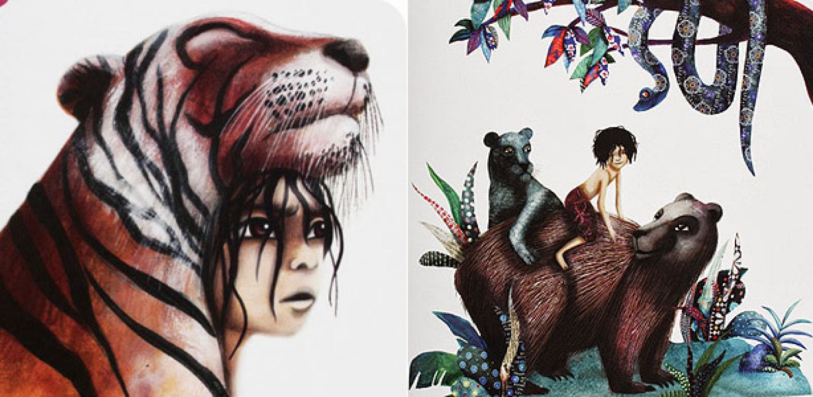 Fragmentos de ilustraciones del libro 'Mowgli'