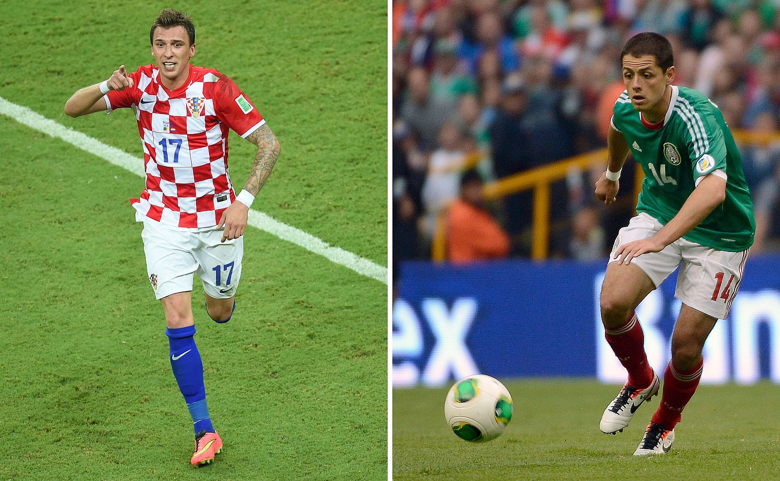 Mario Mandzukic, de Croacia, y 'Chicharito' Hernández, de México