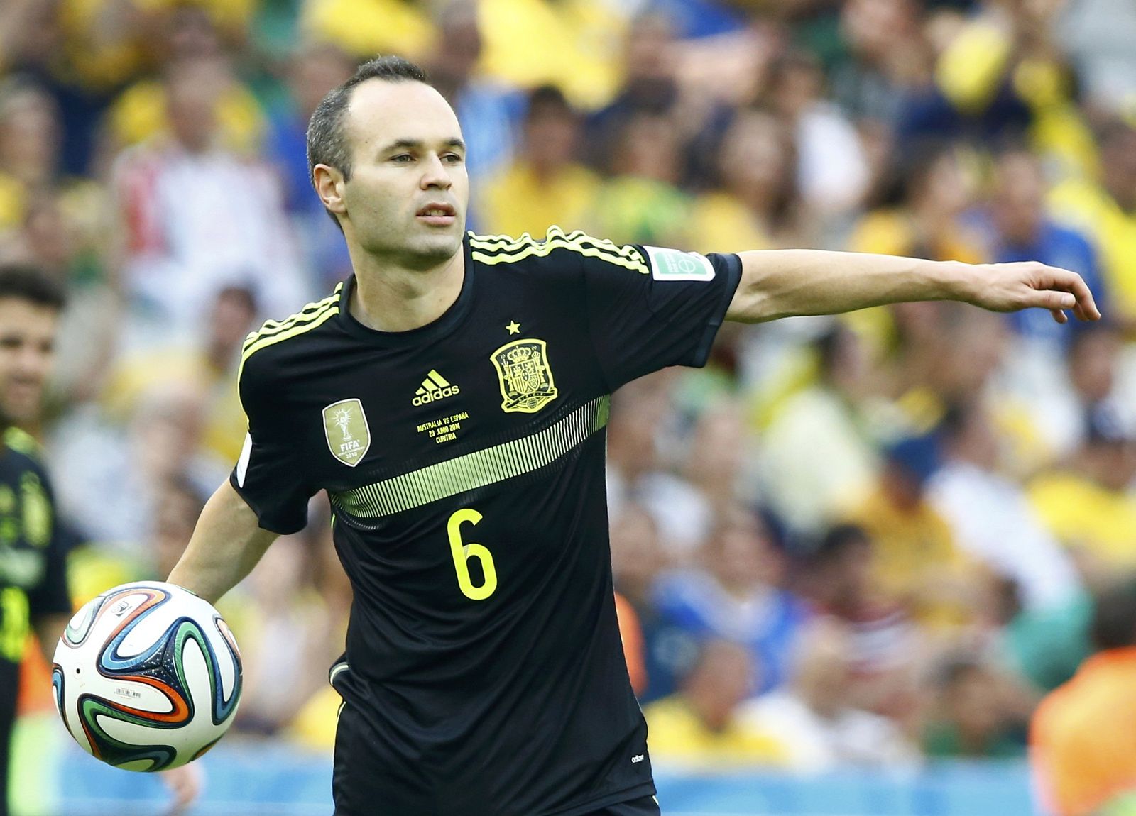 Spain's Andres Iniesta is seen after their 2014 World Cup Group B soccer match against Australia at the Baixada arena in Curitiba