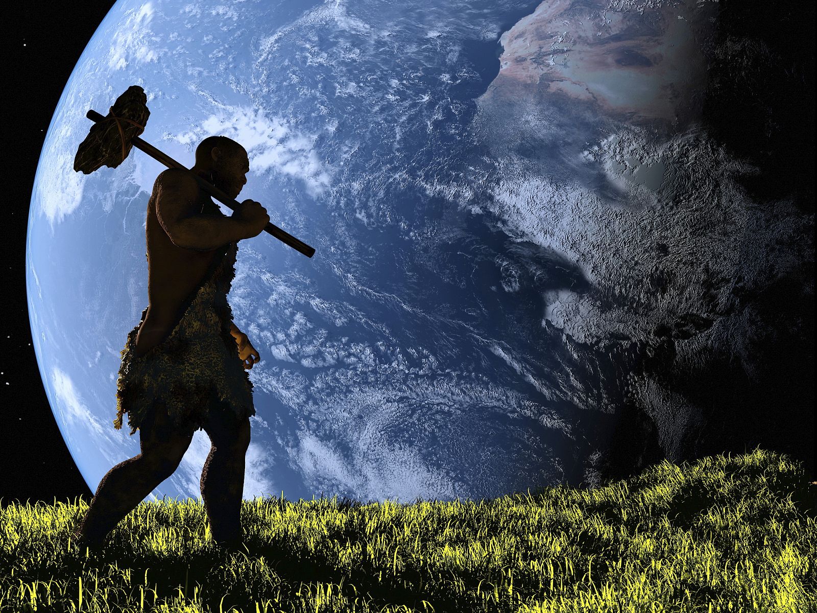 Recreación gráfica de un hombre primitivo