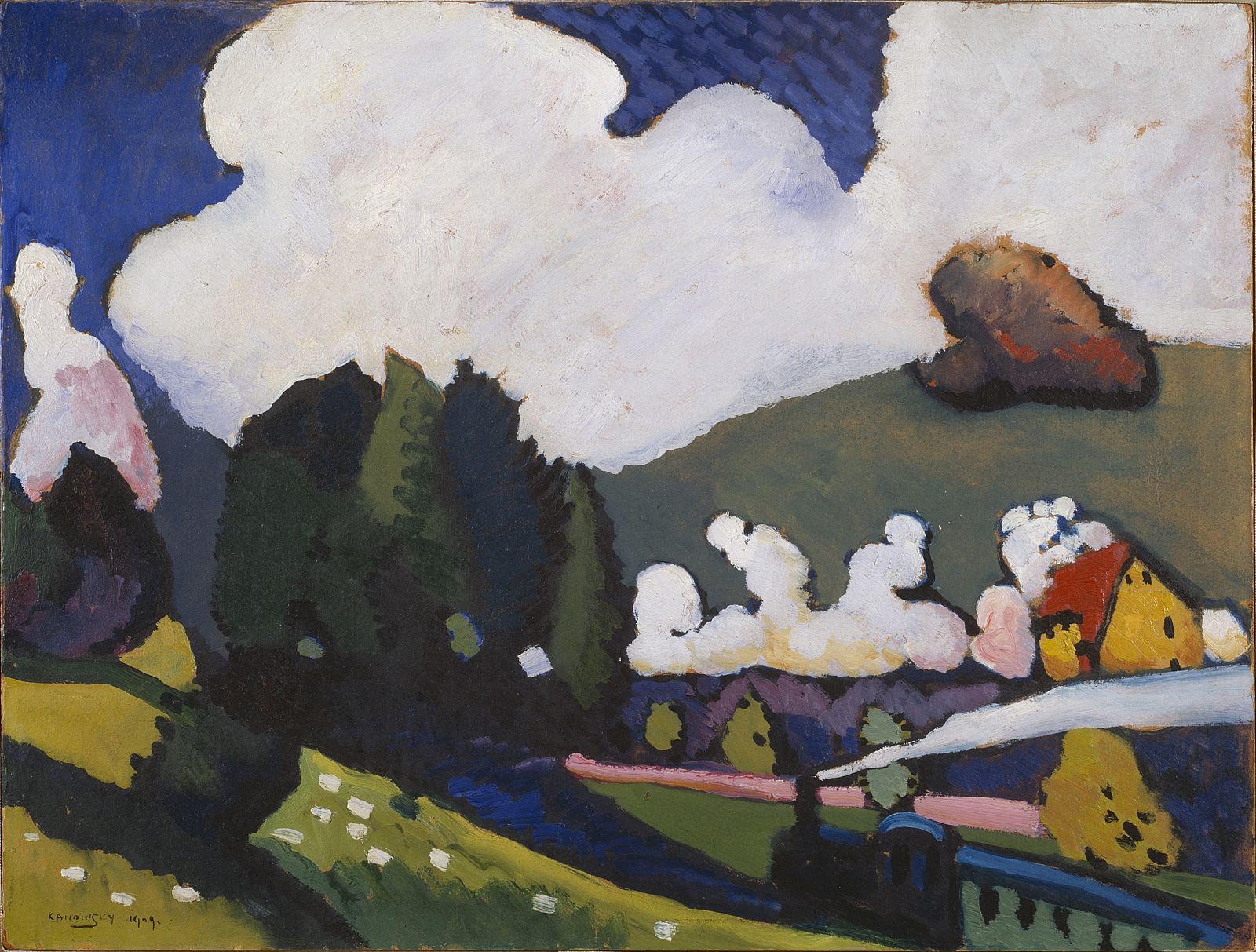 Landscape near Murnau with Locomotive (1909)