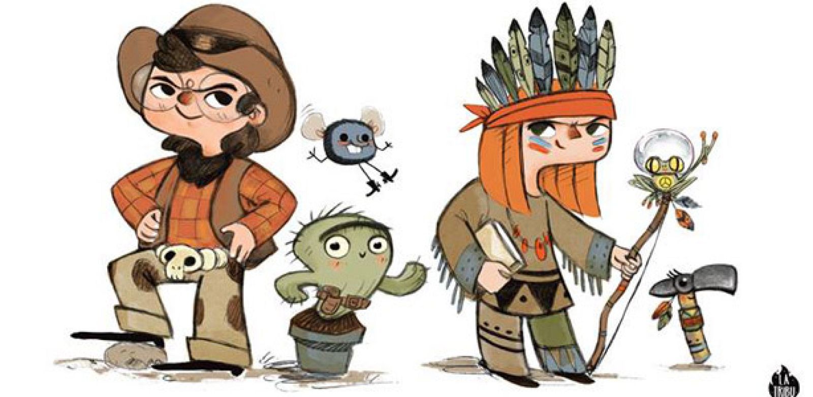 Lucas el vaquero y su amiga, la pequeña india pelirroja son los símbolos de 'La Tribu'