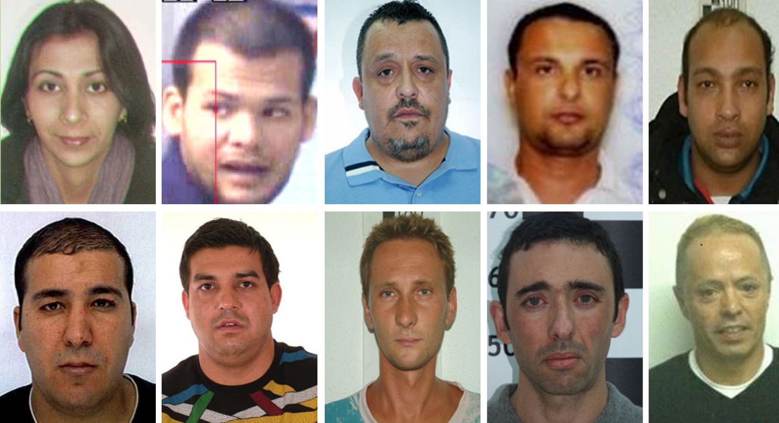 La Guardia Civil difundió la lista de los diez delincuentes más buscados en la que aparece Juan Monteagudo Mármol (en la fila inferior, el segundo por la derecha).