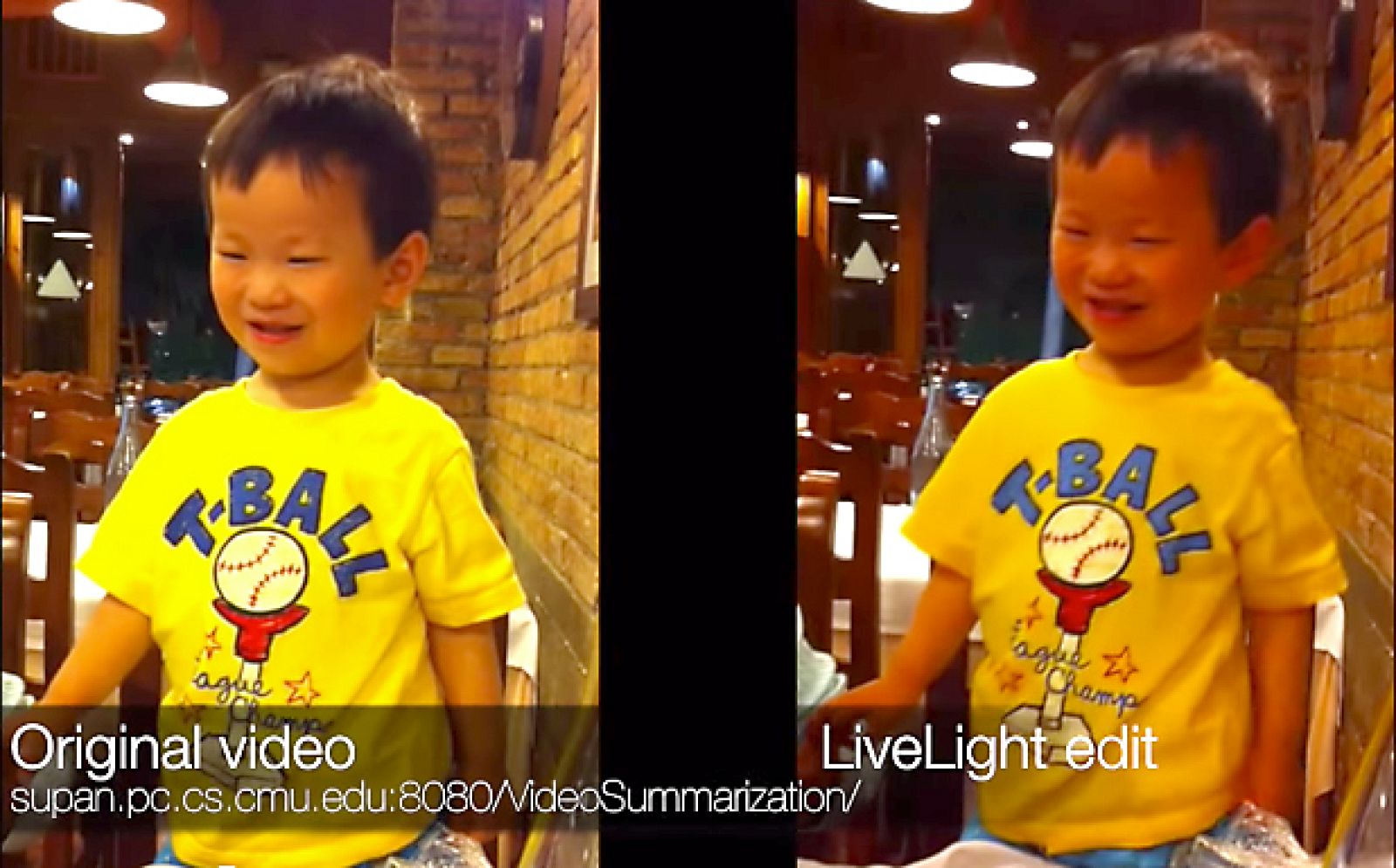 Imagen de la grabación original (izquierda) y resultado con LiveLight (derecha).