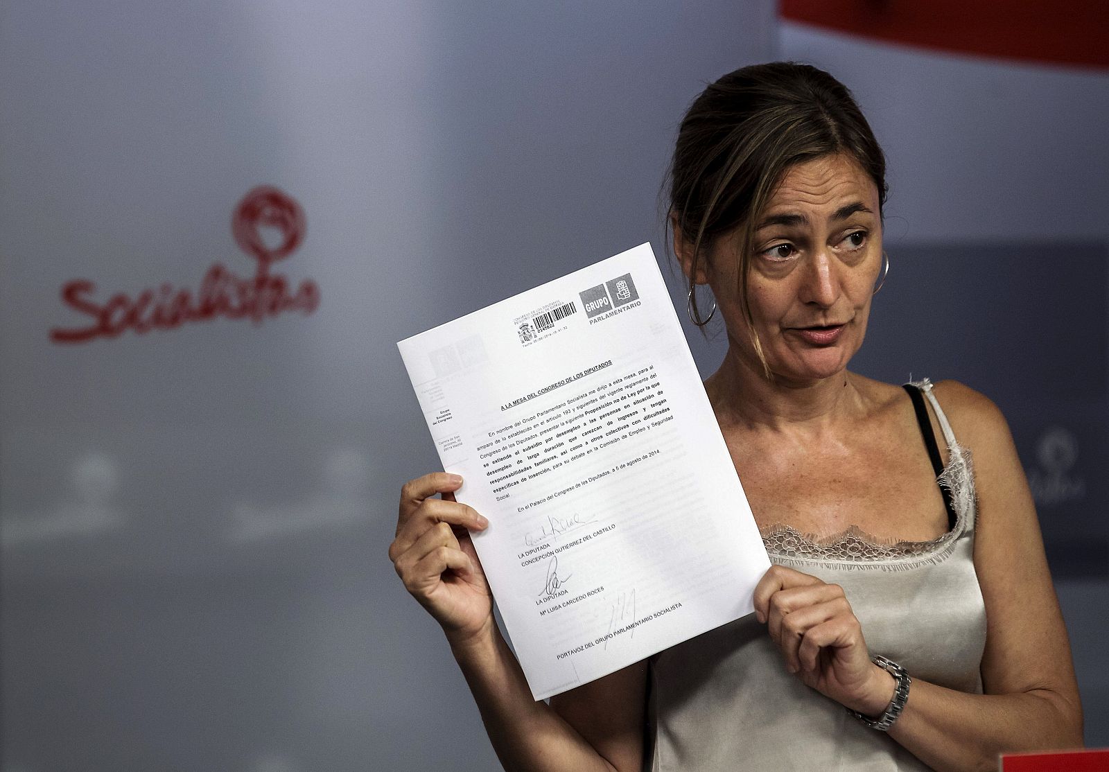 EL PSOE PRESENTA INCIATIVA La secretaria de Empleo del PSOE, Mari Luz Rodríguez, durante la rueda de prensa