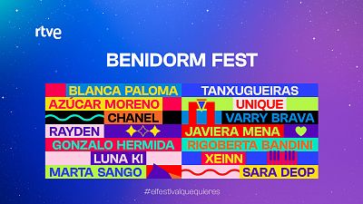 Cartel con los 14 artistas del Benidorm Fest, la preselección española para el Festival de Eurovisión 2022