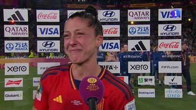 Jennifer Hermoso, la más emocionada, entre lágrimas: "¡Somos campeonas del p... mundo!"