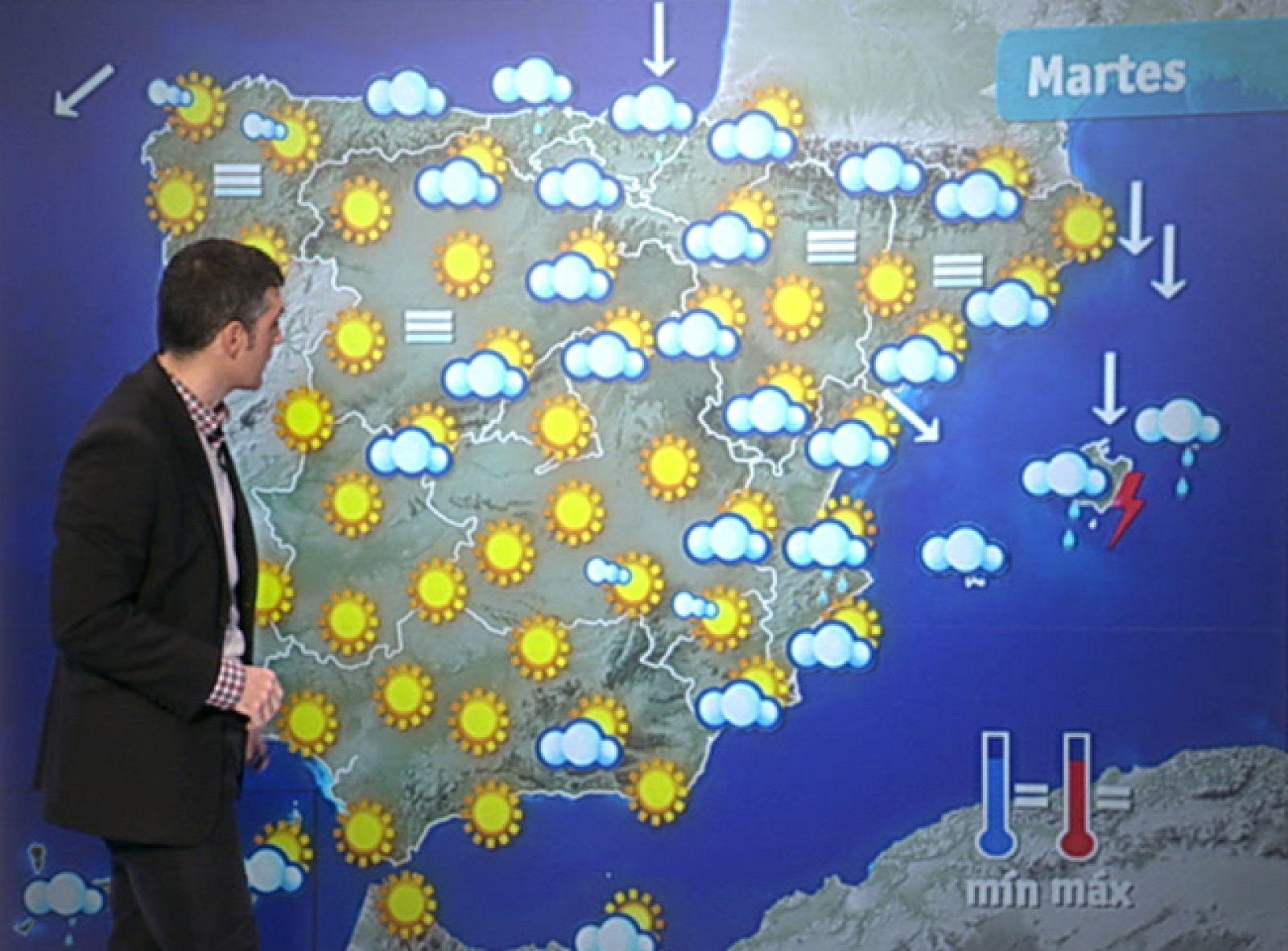 Chubascos débiles en Baleares y Melilla y poco nuboso en el resto de España
