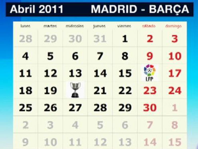 Real Madrid y FC Barcelona se verán las caras en la final de la Copa, será el 20 de abril y cuatro días antes jugarán ambos equipos el 'clasico' de la Liga en el Bernabéu. Para más inri, el sorteo de los cuartos de la Champions podría hacer que se cr