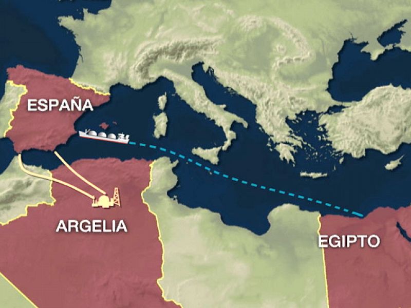 La mayor parte del gas natural que se consume en el país llega del norte de África, principalmente de Argelia. Los expertos no temen por el suministro y ven poco probable un bloqueo del canal de Suez.
