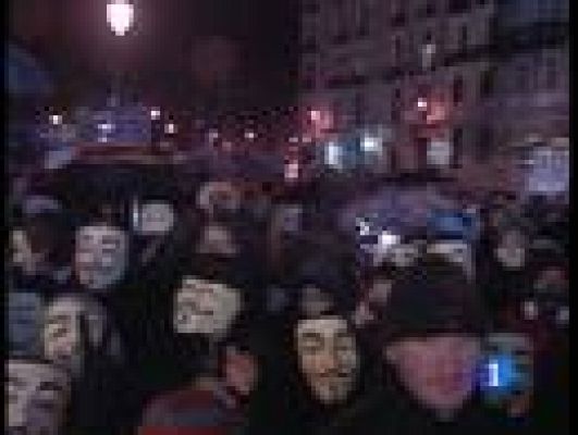 Anonymous protesta en los Goya