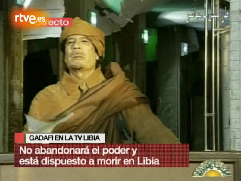 El líder libio ha recordado lo ocurrido en Rusia, Irak y la plaza china de Tiananmen para justificar una eventual represión violenta en su país.