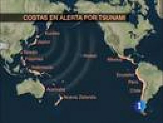 Telediario 1 - Tras el seísmo de Japón se ha declarado la alerta de tsunami en una veintena de países de tres continentes