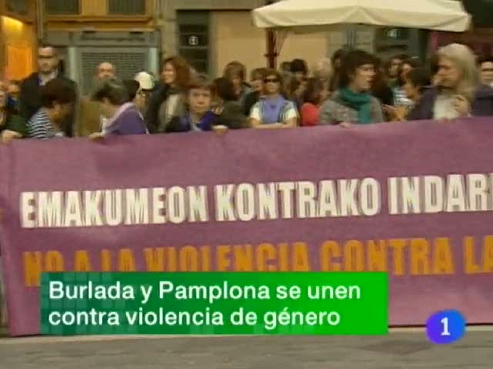 Concentraciones en Burlada y Pamplona en solidaridad con Yelena Zurema. Osasuna está a 7 u 8 puntos de lograr la permanencia en primera. (06/04/11)