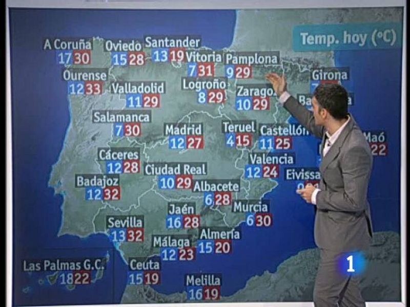 Temperaturas mínimas en ligero ascenso excepto en Galicia y suroeste de la península 