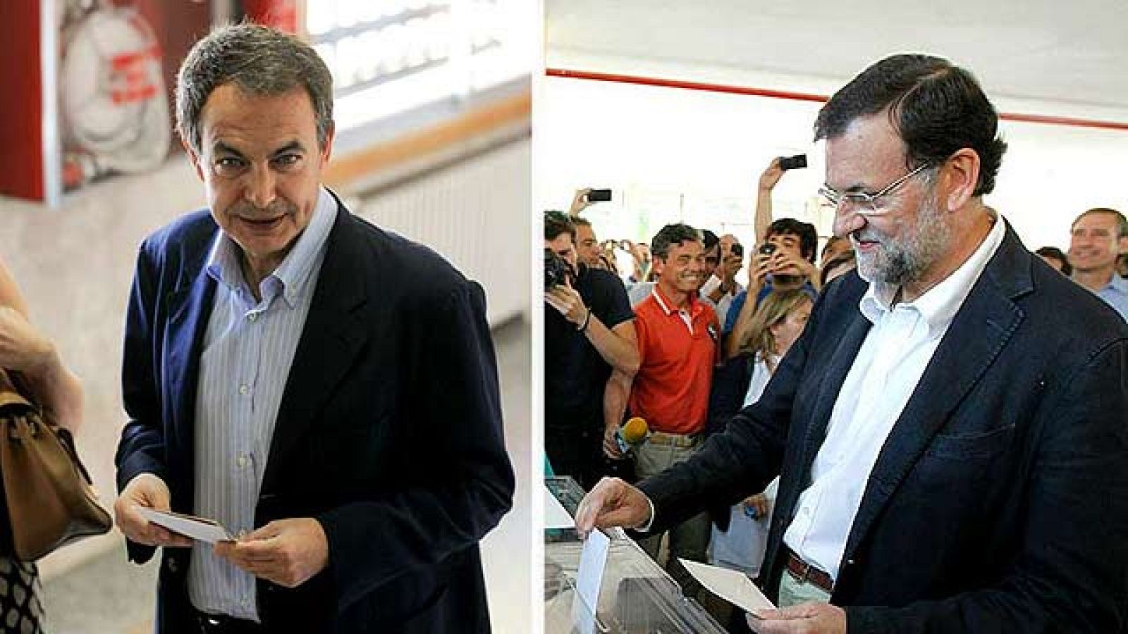 Zapatero y Rajoy votan y llaman a la participación