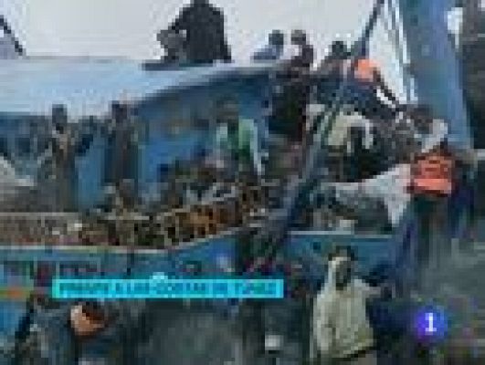 Telediario 1 - Buscan a 200 inmigrantes libios