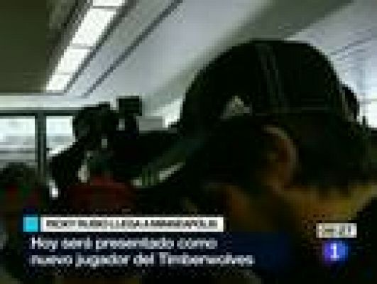 Telediario 1 - Ricky Rubio, aclamado al llegar a Minnesota