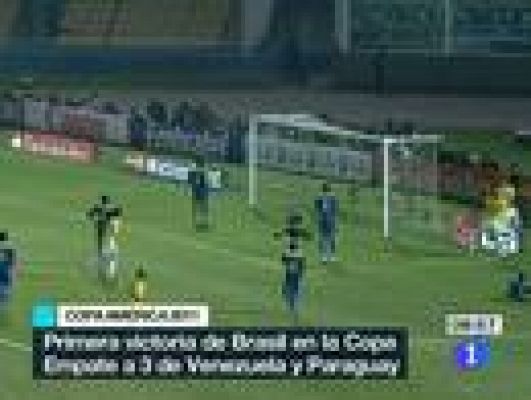 Telediario 1 - Neymar y Pato llevan a Brasil a cuartos