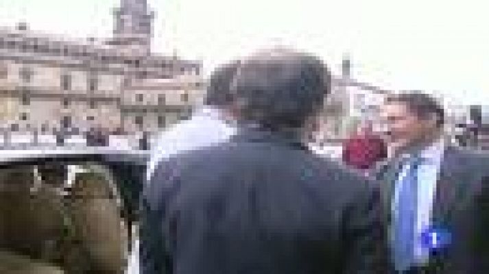 Telediario 1 - Rajoy habla de economía en Galicia