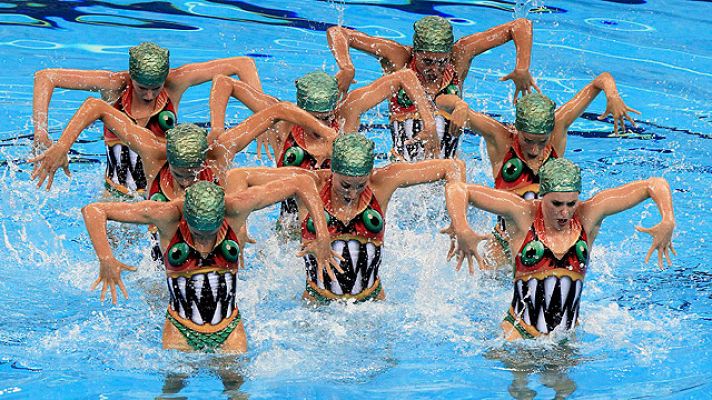  - Ejercicio de España en la final de sincronizada por equipos