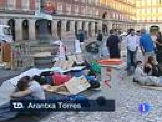 Telediario 1 - Protestas del movimiento 15M en Sol