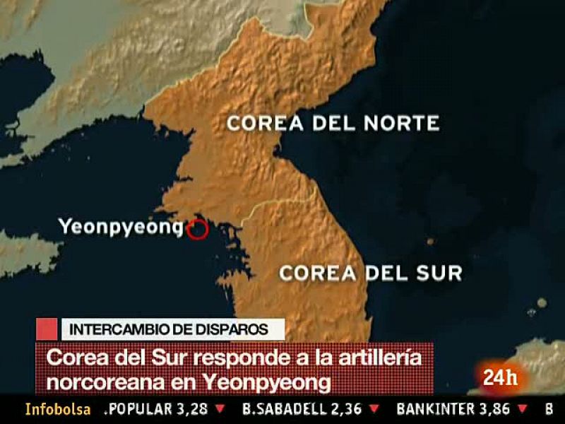  El Ejército surcoreano ataca una isla fronteriza con Corea del Norte