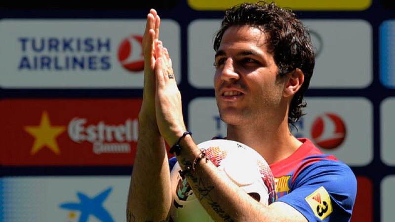 Cesc, feliz en su presentación culé