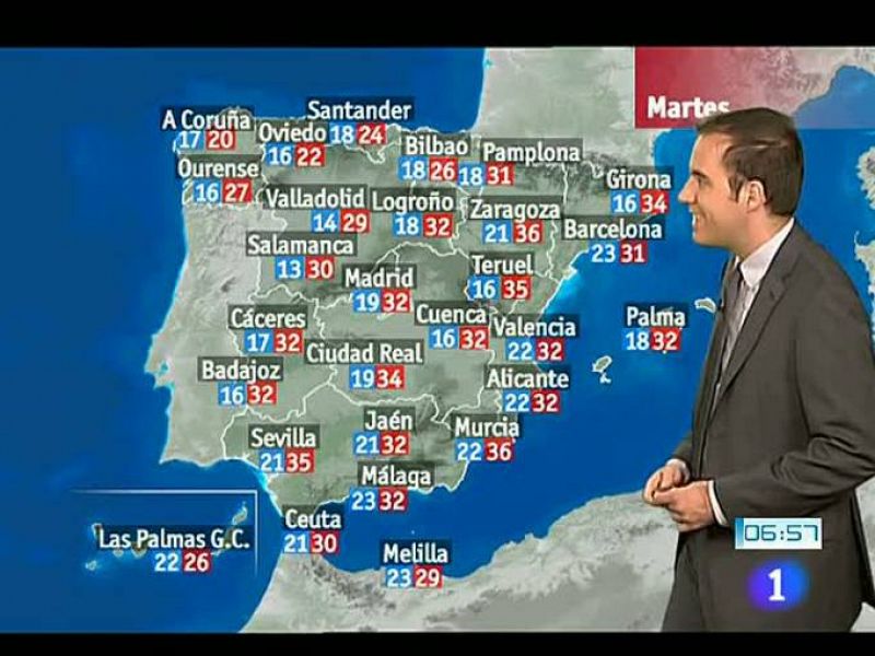 Temperaturas altas en Murcia, Mallorca y valle central del Ebro