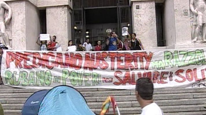 Telediario 1 - Huelga en Italia