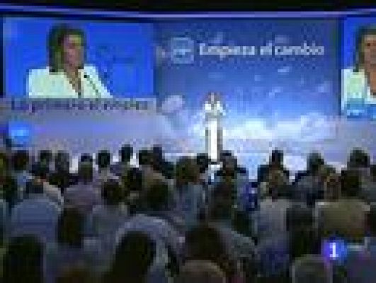 Telediario 1 - La "herencia de Zapatero y Rubalcaba" y los "ministrables", temas destacados en la convención del PP