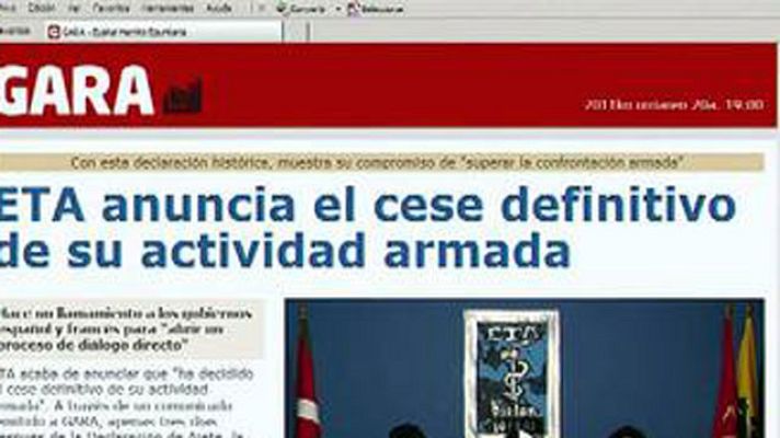 Telediario 1 - ETA anuncia en Gara el cese definitivo de su actividad armada