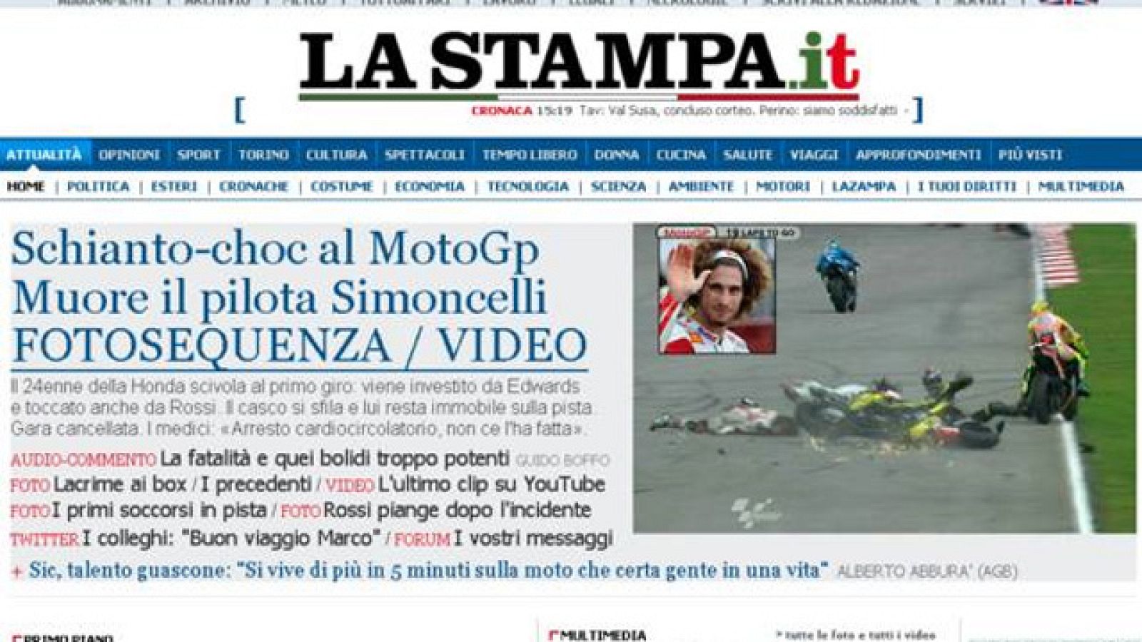 Italia llora la muerte de Simoncelli | Ver