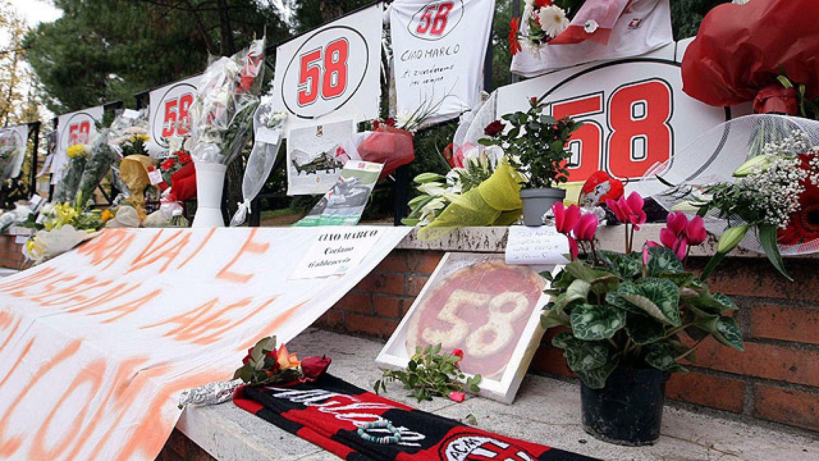 El pueblo natal de Marco Simoncelli se ha engalanado para despedir a su ídolo, fallecido en un grave accidente en el GP de Sepang.